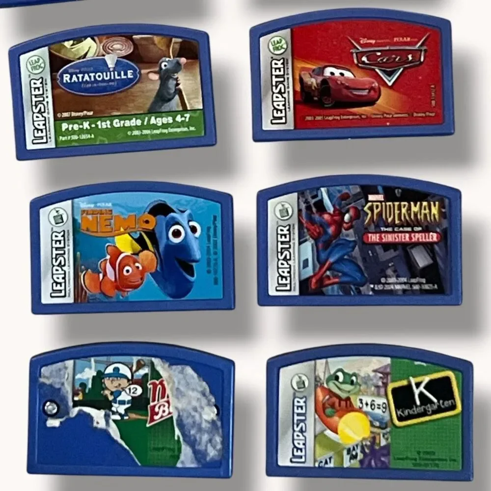 LeapFrog Leapster Learning Game Cartridge Lot of 10 Disney Marvel Label Damage